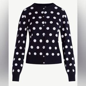 Free Assembly Polka Dot Button-Front Cardigan - Black/White Size Misses XS